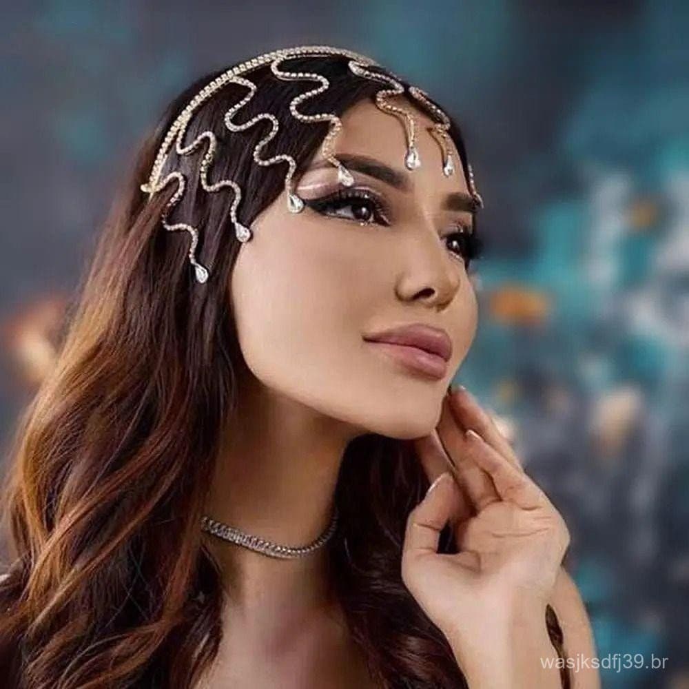 HOURE Bend Strass Headband , Acessórios De Cabelo Masquerade Jóias Coroa De Noiva , Adereços De Fantasia De Carnaval