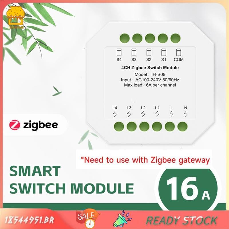 [18544951 . br] Módulo De Interruptor De Relé Inteligente Zigbee 16A IH-S09 AC100-240V Tuya Smart Life Controle Remoto P