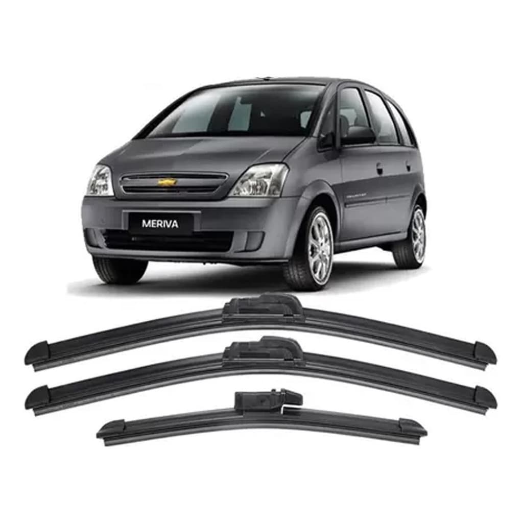 Kit Limpador Parabrisa Dianteiro+ Traseiro Gm Meriva