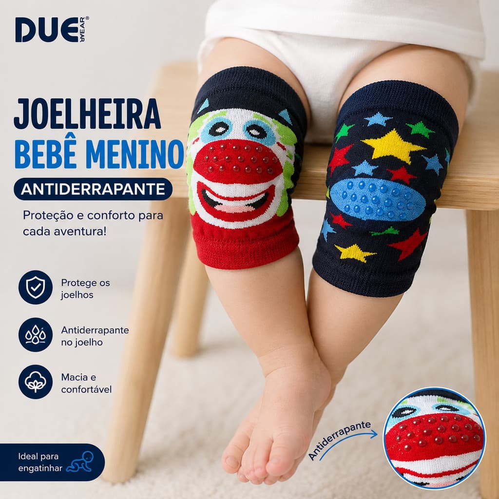 Joelheira Bebê Menino Antiderrapante