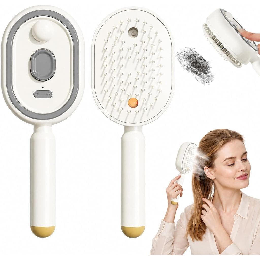 Escova de Cabelo Elétrica com Spray e Almofada de Ar para Massagem, Escova a Vapor Elétrica para Cabelo, Escova com Spra
