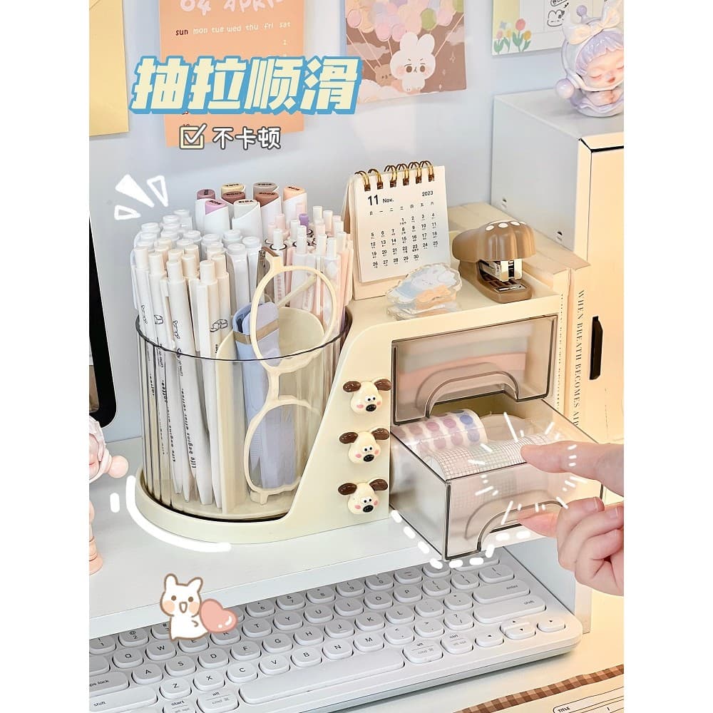 Caixa de armazenamento de mesa simples transparente multifuncional gaveta caixa de armazenamento papelaria caneta titula