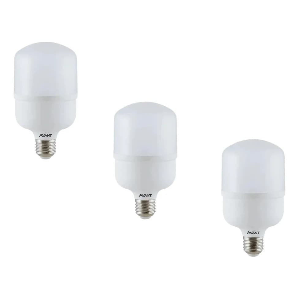 Kit 3 Lampada Avant Bulbo 40w 6500k E27 Bivolt Branco Frio