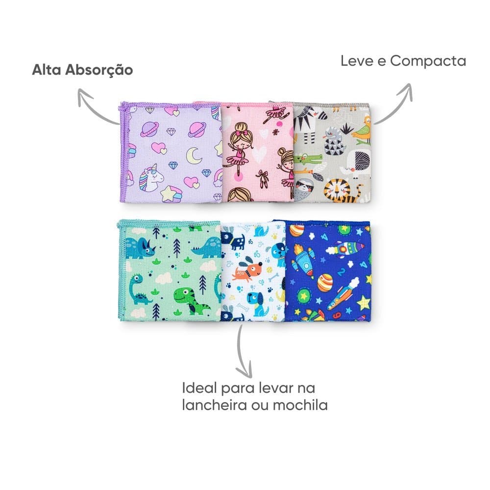 Kit Toalinhas Kids 6 Peças 25cm x 25cm - Appel Home