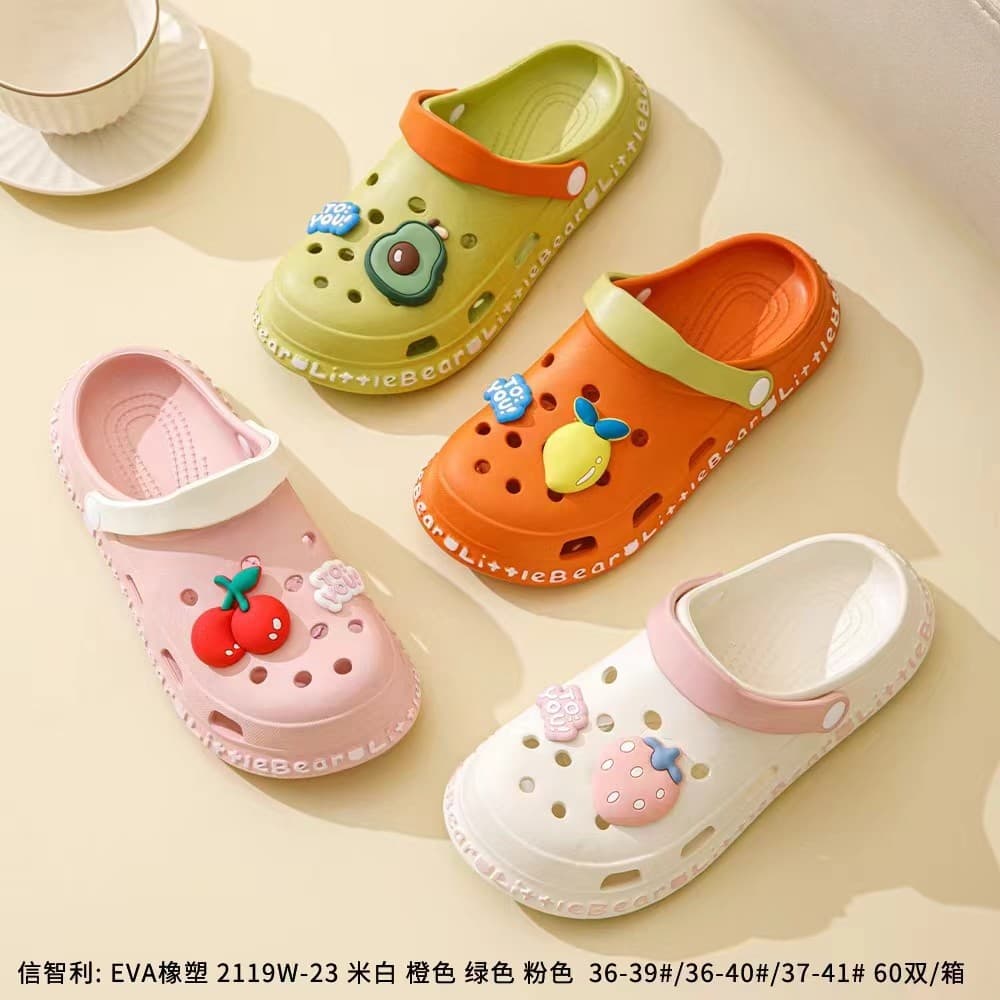 Xin Chile verão frutas meninas sapatos de jardim antiderrapante estilo pai-filho buraco sapatos crianças bebê praia Toe