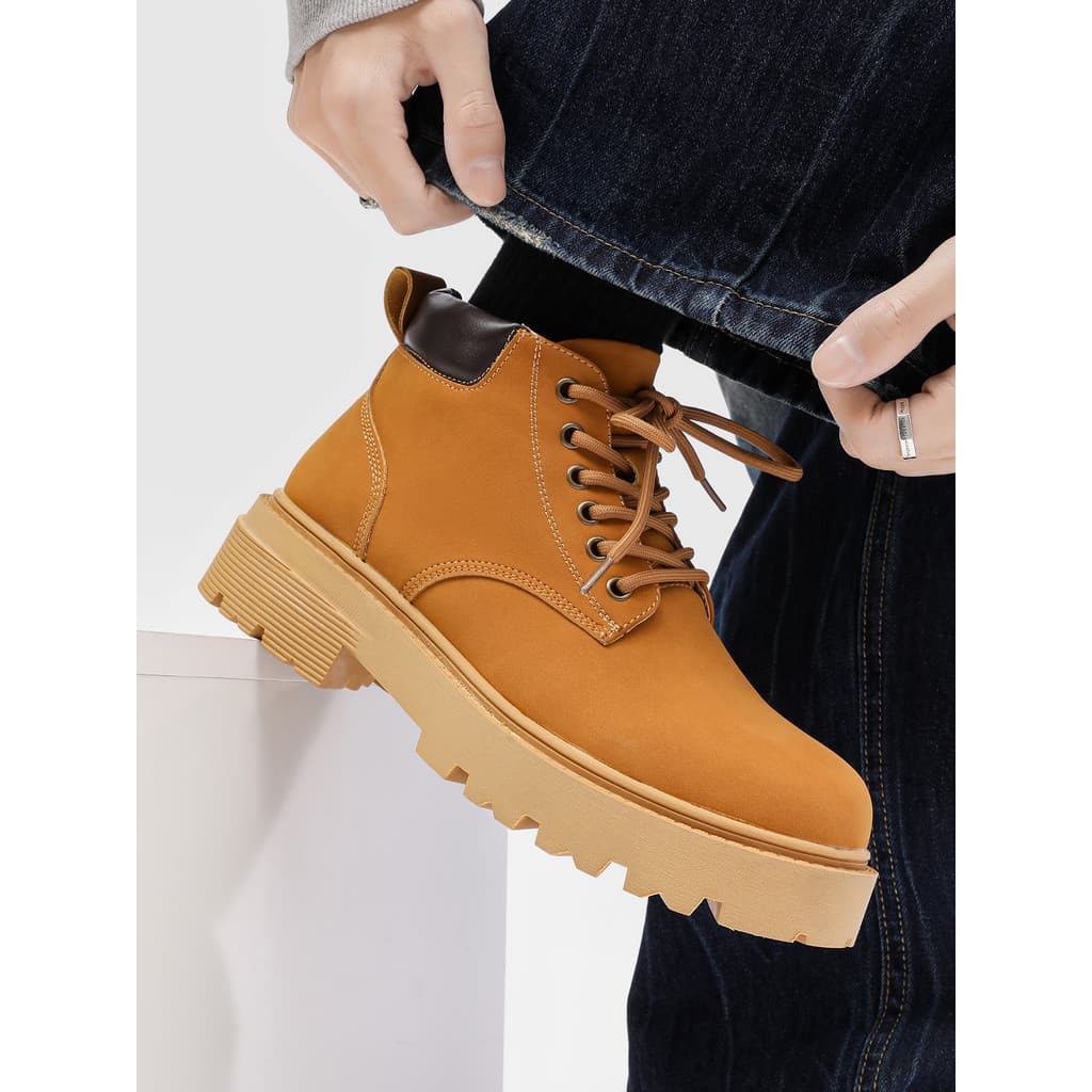 Botas de ruibarbo estilo cara resistente masculinas de sola grossa botas Martin de inverno masculinas botas gerais de ca