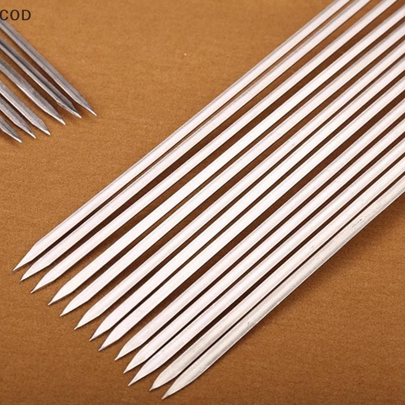 Espeto De Churrasco De Aço Inoxidável , 50 Peças , Espetos Reutilizáveis Para , Vara De Ferro Acampamento Ao Ar Livre ,
