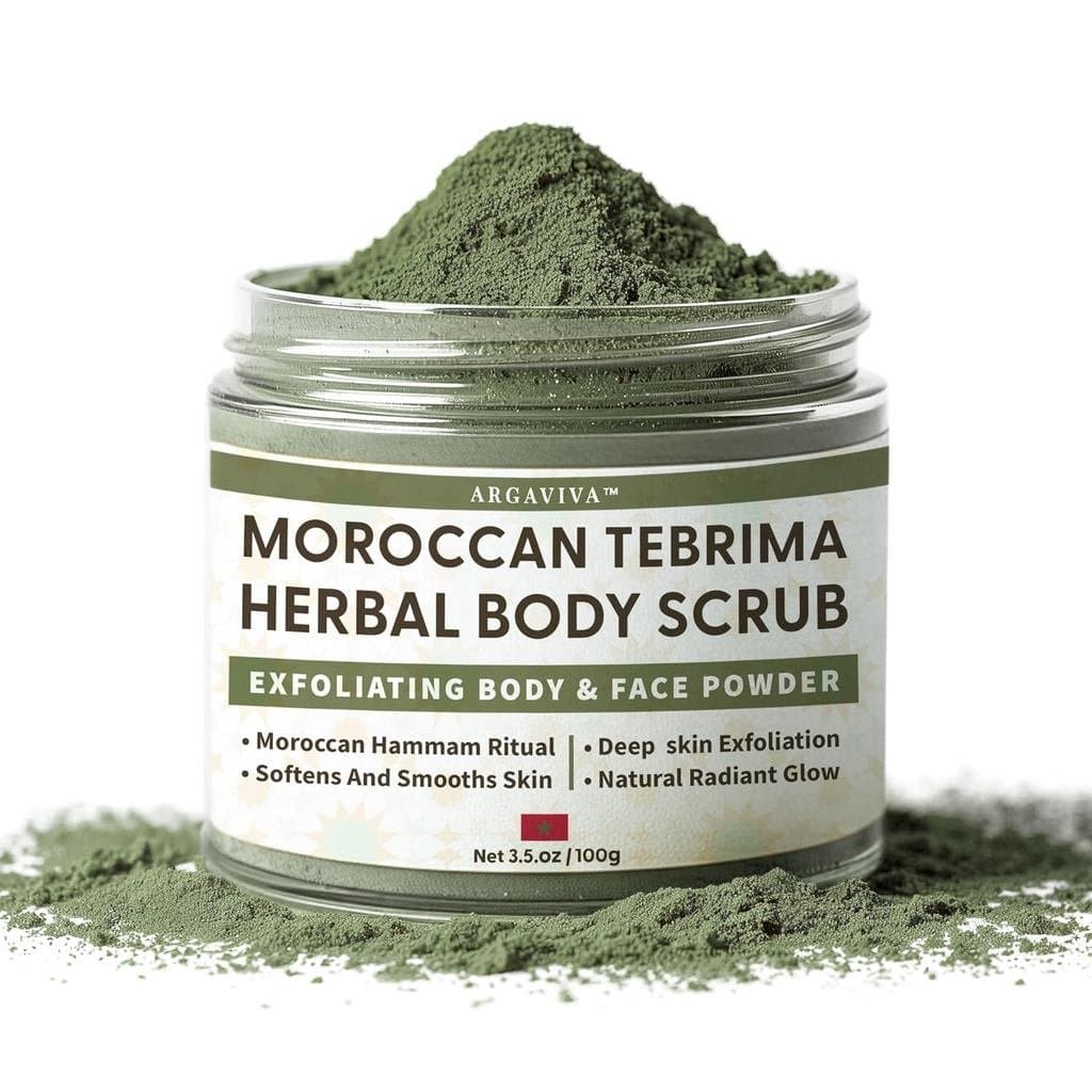 Pó Esfoliante Corporal Herbal Tebrima Marroquino |   Esfoliante Corporal Natural para Mulheres e Homens, Esfoliante Suav