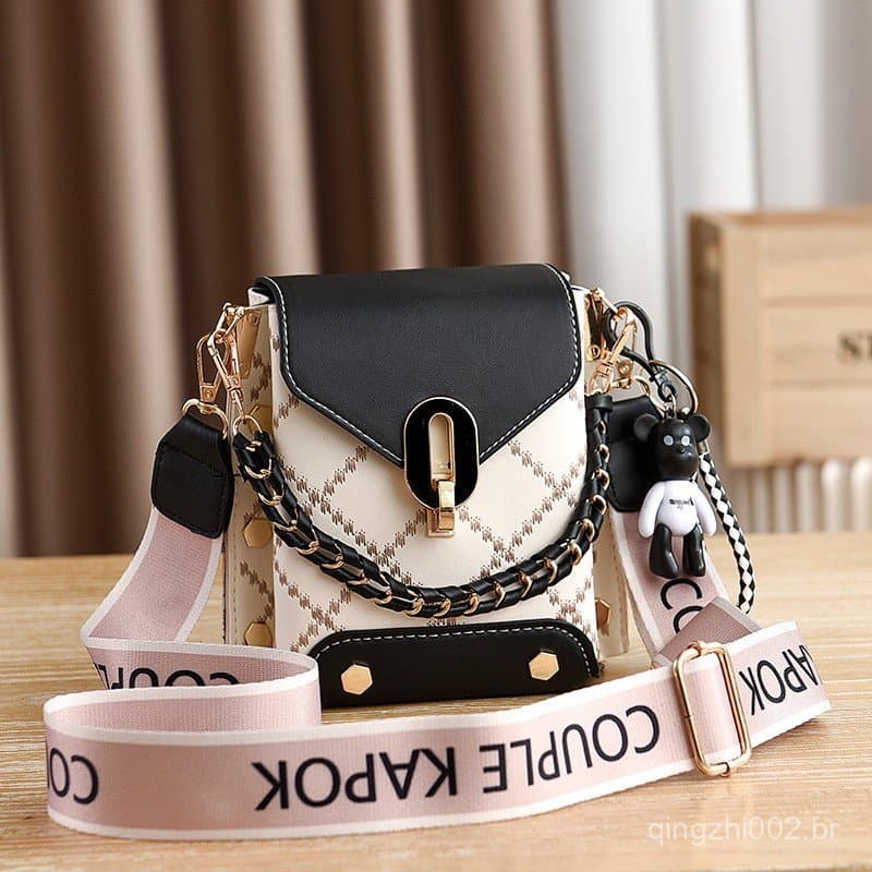 Bolsa leve para celular feminina, bolsa pequena casual e elegante, bolsa transversal de couro macio, versátil 7.21 RESW
