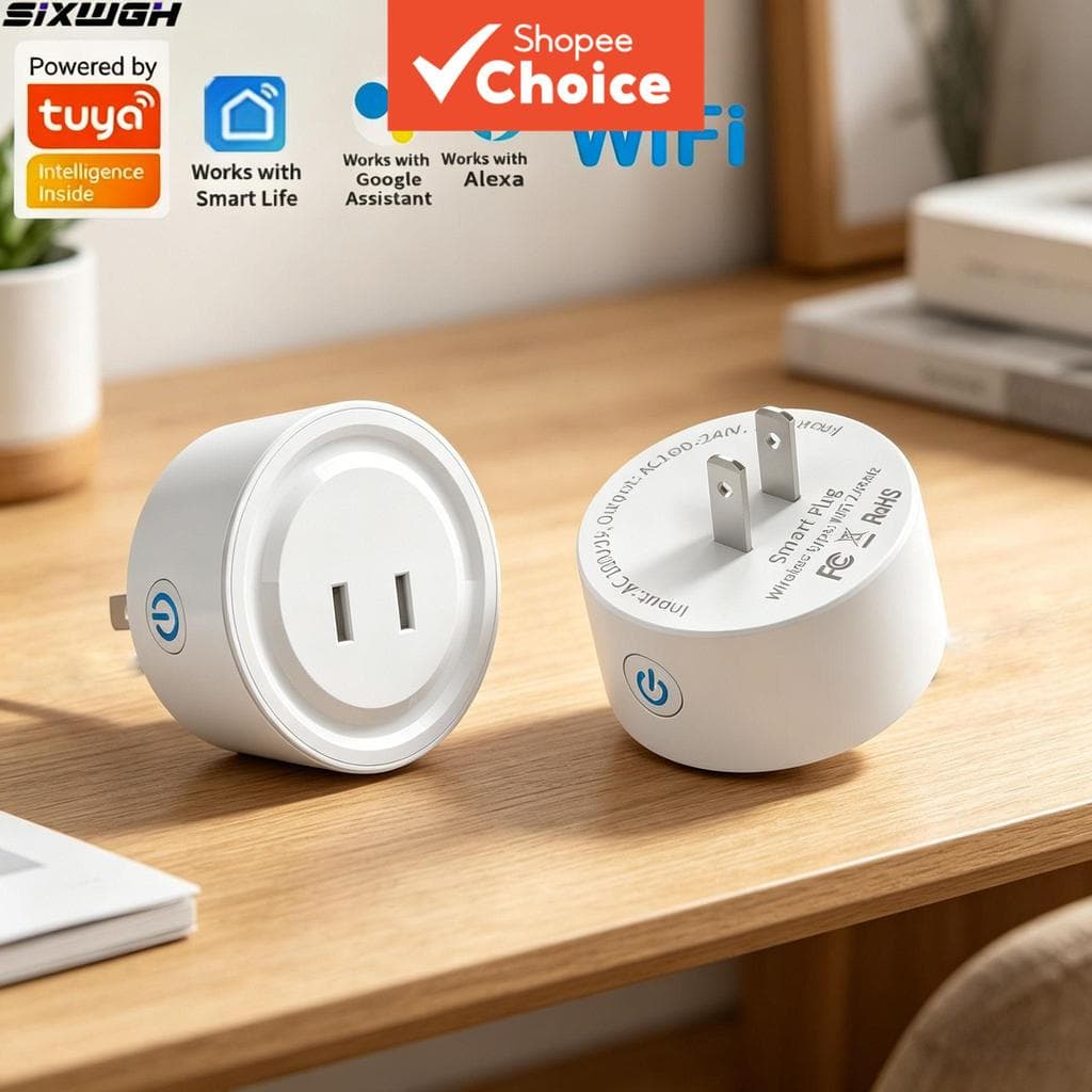 Uma Peça WiFi Tuya Tomada Inteligente Eua Plug 2 Pinos Plana Interruptor Suporte Vida APP Alexa Google Casa Controle De