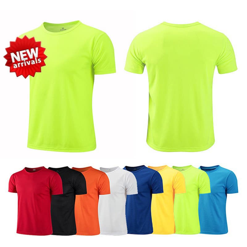 < YP > 1 Pc Verão Secagem Rápida Em Torno Do Pescoço Manga Curta Camiseta Esportiva Cor Sólida Casual Topo Para Homens