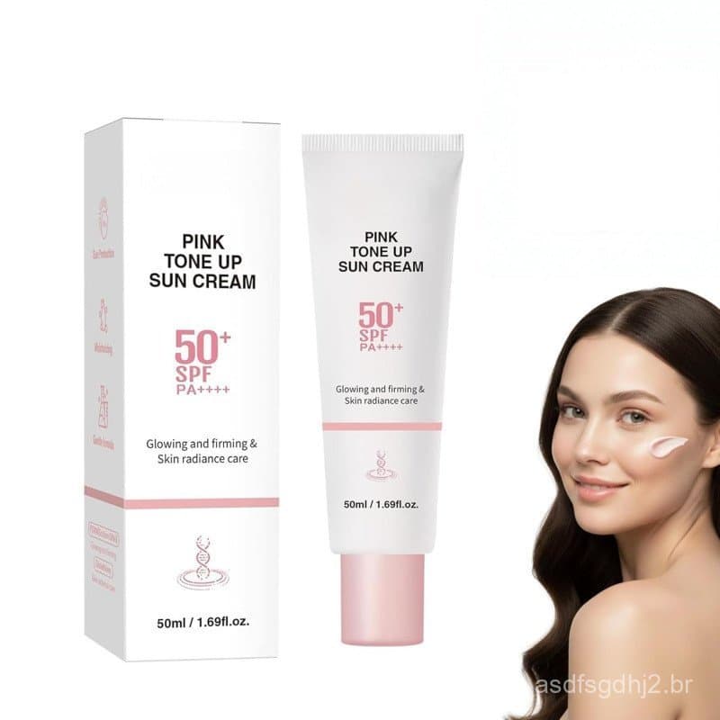 Protetor solar iluminador em tons de rosa SPF50+PA++++, 50ml |   Protetor Solar Leve com Cor, Base de Maquiagem Suave, H