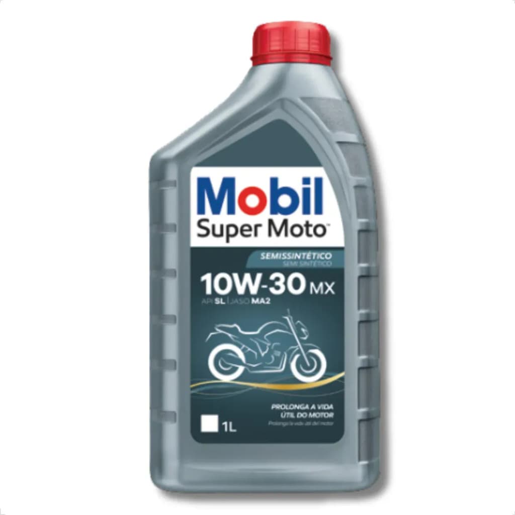 Óleo Lubrificante Mobil Super Moto 10W30 MX Semissintético 1L API SL JASO MA2 Original