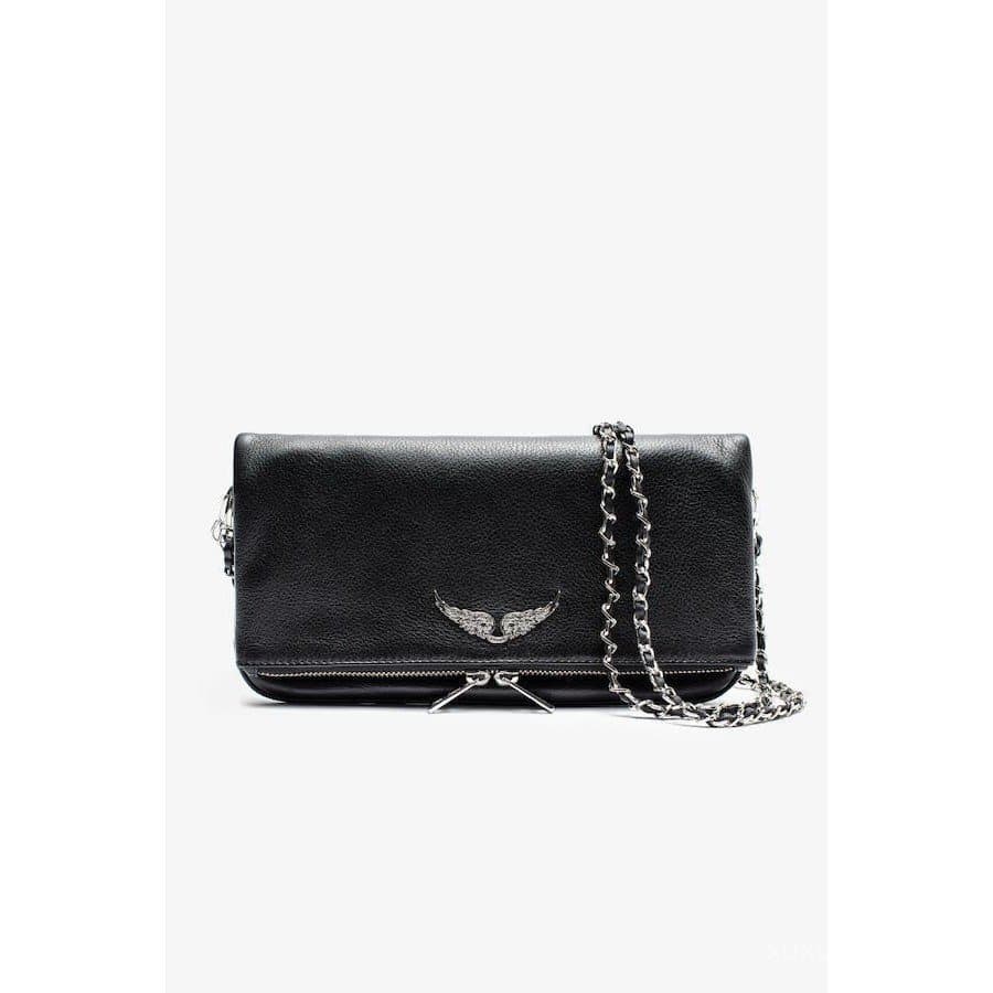 Zadig Bolsa De Ombro De Couro banana Feminina Decorativa Asa Corrente Com Lapela Zíper Voltaire