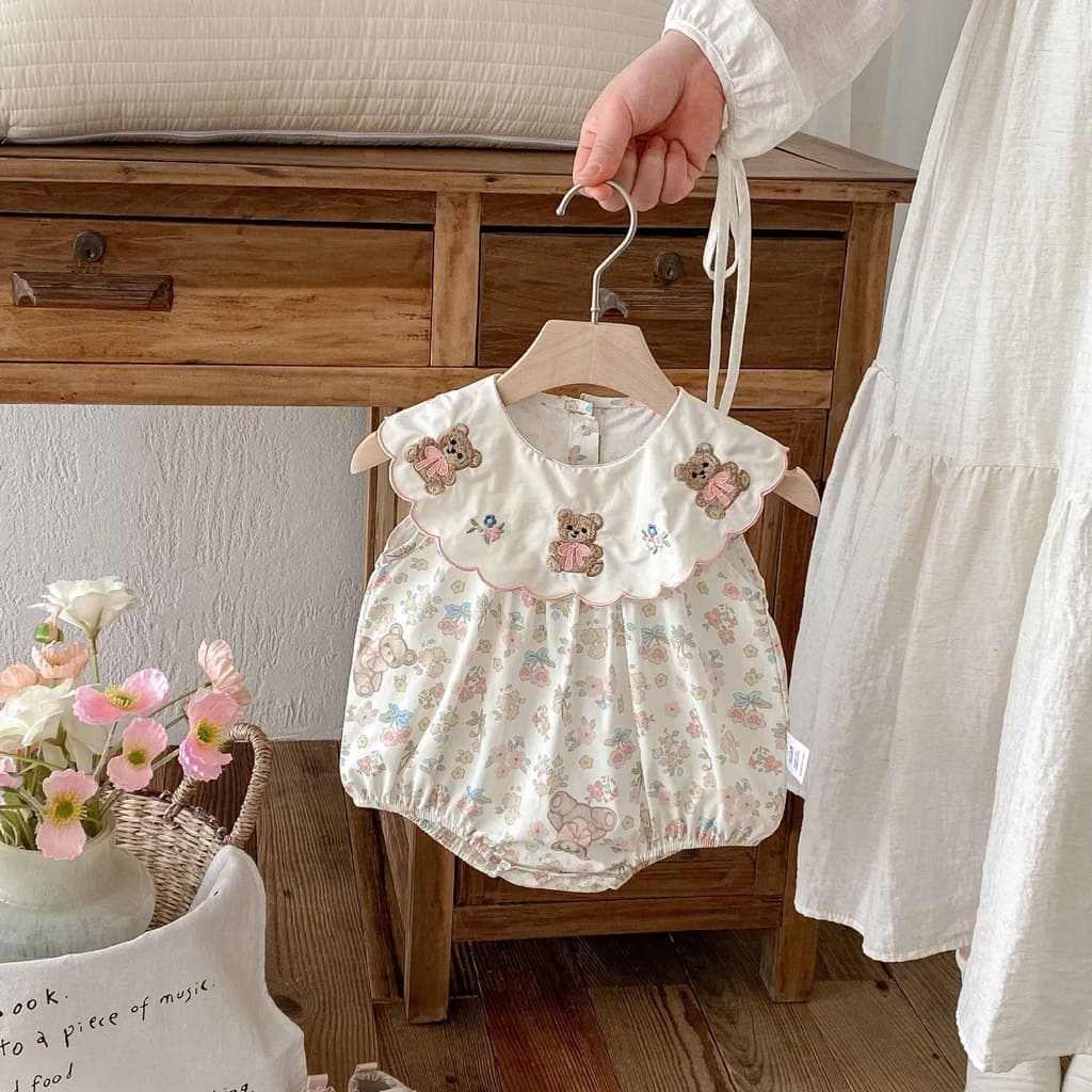 Bebê bebê verão roupas recém-nascidos versão coreana bebê menina macacão bonito urso macacão estilo fino bebê macacão de