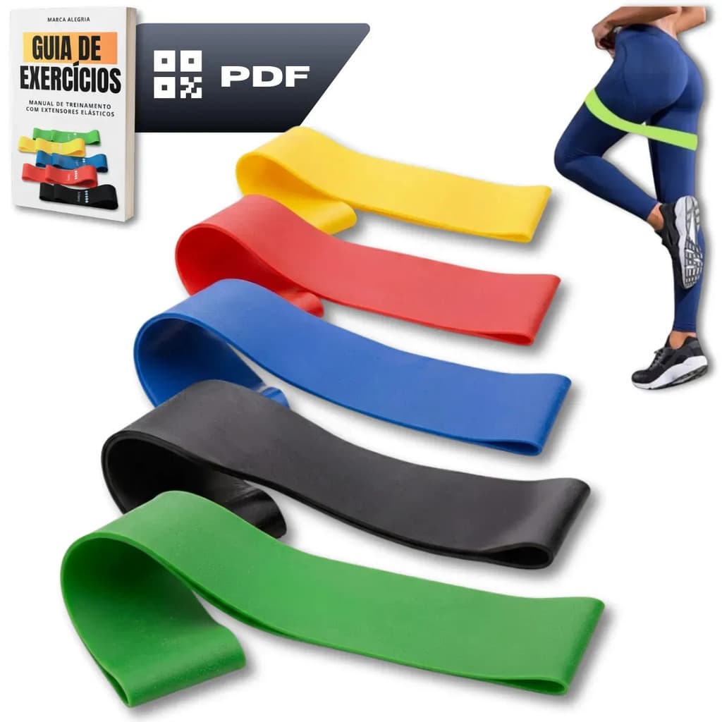 Kit 5 Faixa Elástica Super Mini Band Extensor Elástico Para Treino Resistência Funcional Academia Ginástica Yoga