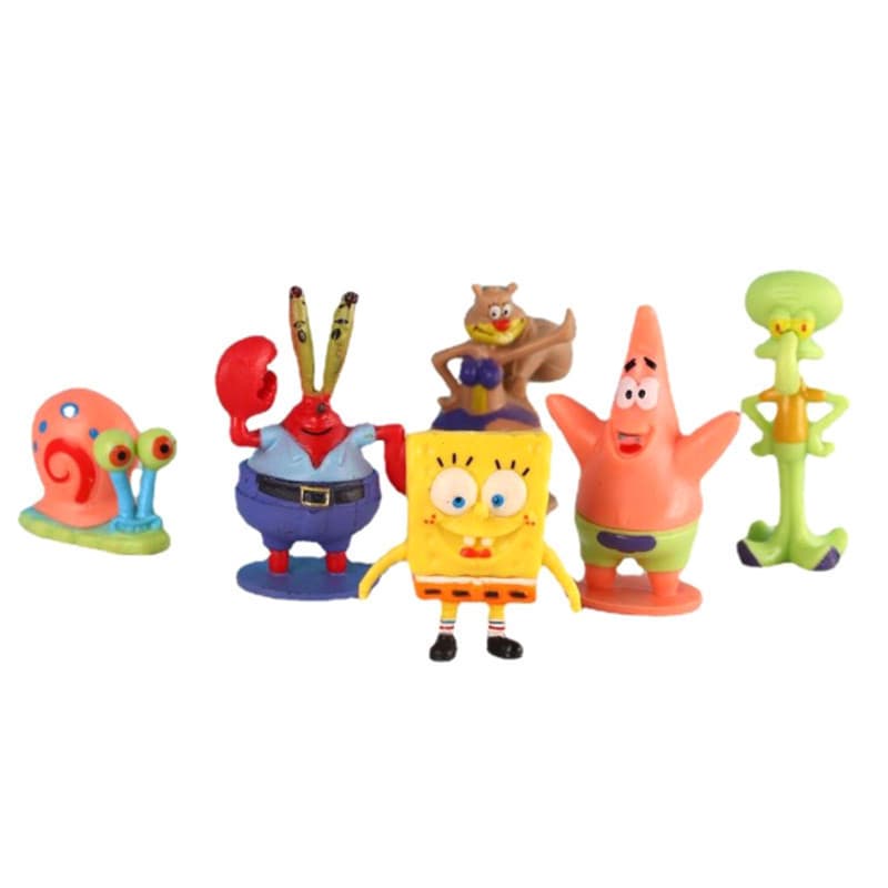 Conjunto de Aniversário Infantil do Bob Esponja Boneca Móvel Mini Boneca de Desenho Animado Decoração de Tanque KCZR