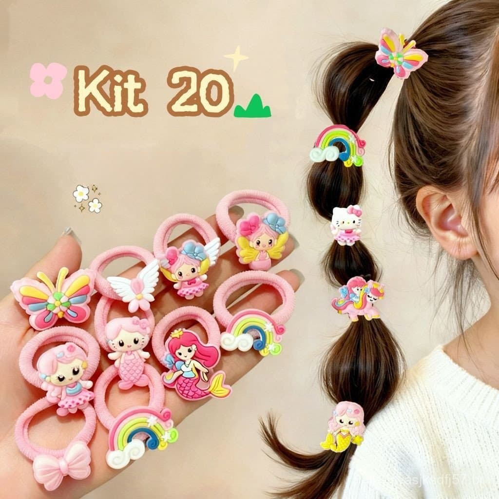 KIT 20 unidades de Xuxinha com Detalhes de Silicone Coração/Sereia/Borboleta/muitos Modelo Aleatório.