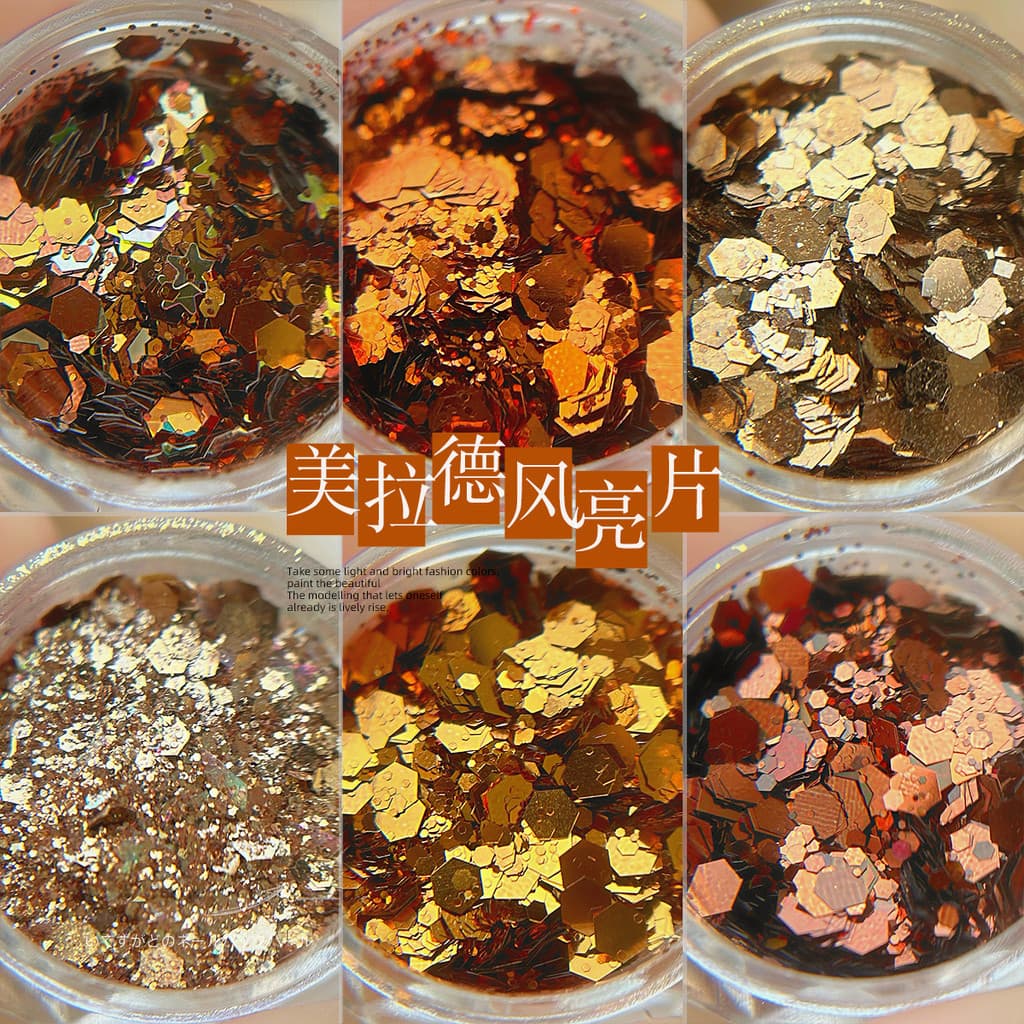 Outono inverno estilo Manicure Melade lantejoulas influenciador série de café estroboscópio octogonal Glitter estrela re