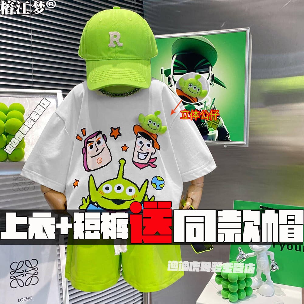 {Boneca tridimensional} 2024 novo estilo estilo estilo ocidental Buzz Lightyear roupas infantis camiseta de manga curta