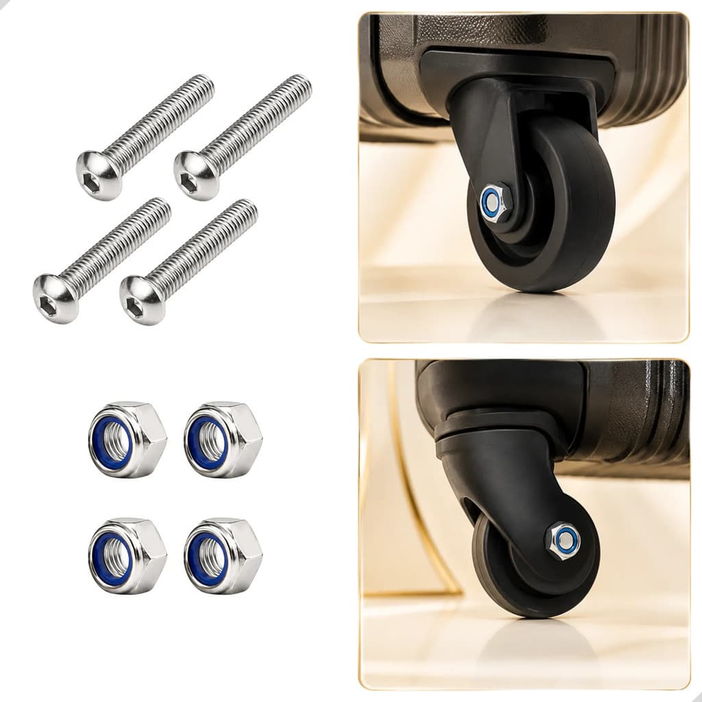 Kit 4 Eixo De Roda Mala Viagem Parafuso Porca Troca Reparo