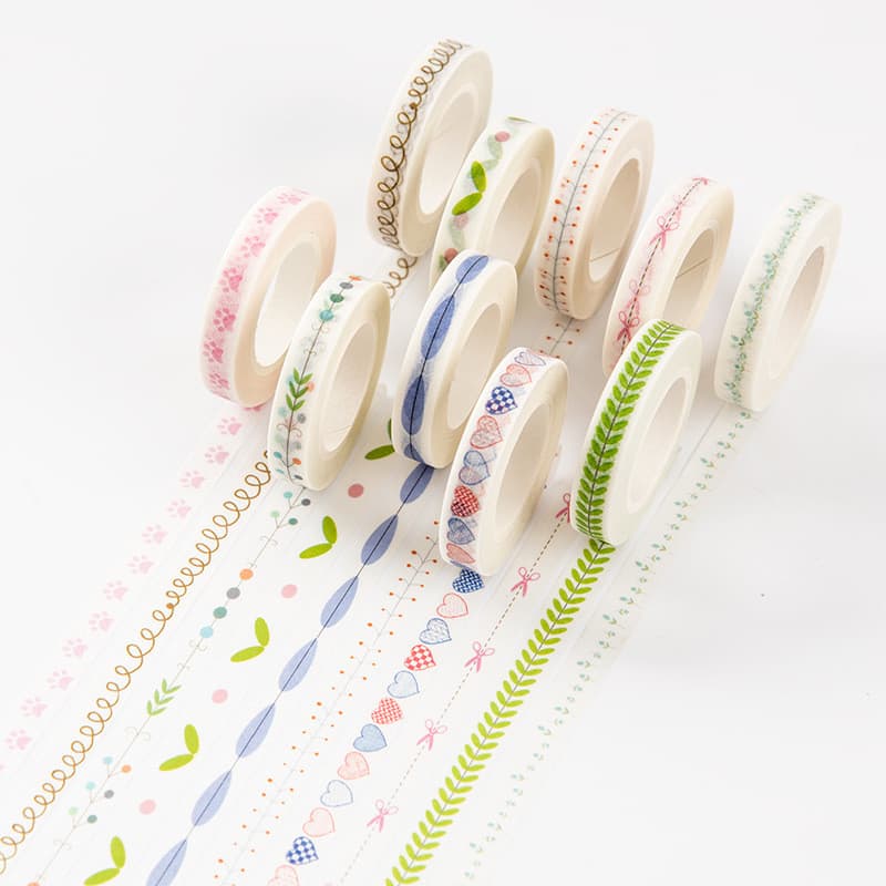 Japonês estilo coreano Washi fita estreita manual fita decorativa DIY diário álbum de fotos cor única fita de renda