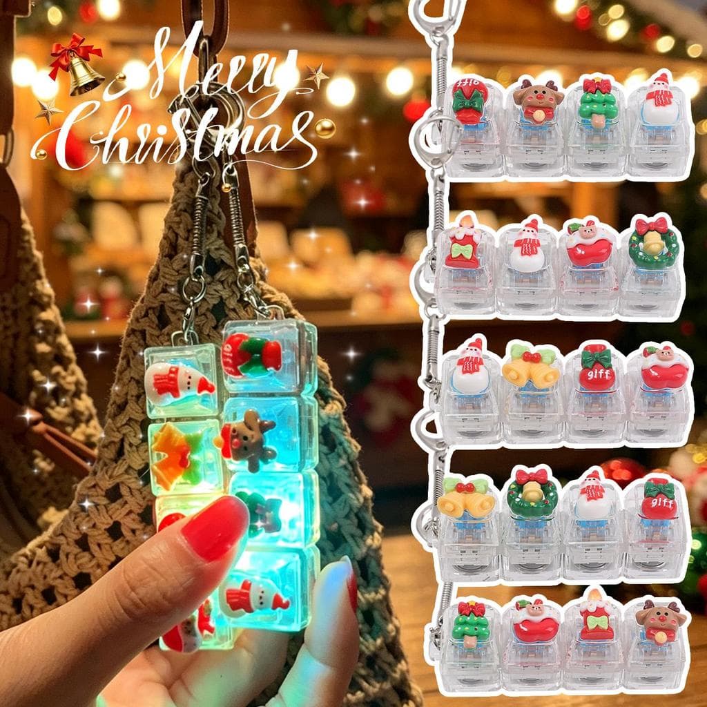 Natal Fidget Teclado Chaveiro Alívio Do Estresse Sensorial Encantos Dos Desenhos Animados Mini Papai Noel Árvore De Deco