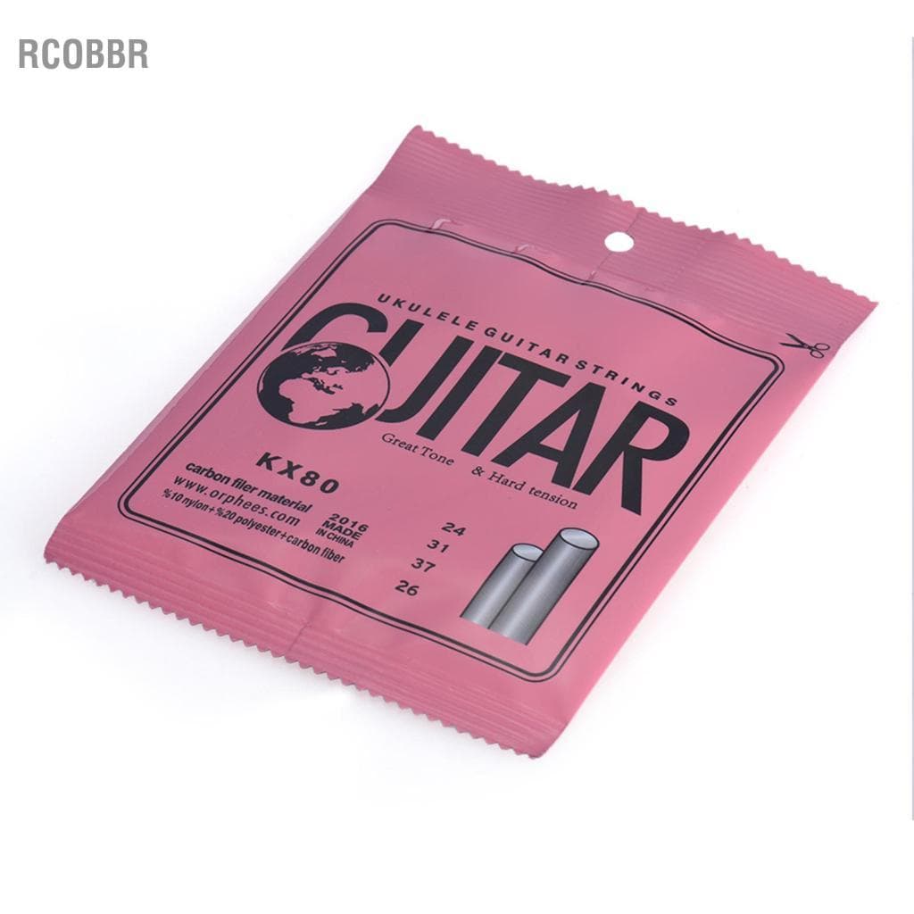 Rcobbr Cordas de Ukulele Orphee KX80 4 peças Conjunto completo de substituição de fibra de carbono de tensão rígida
