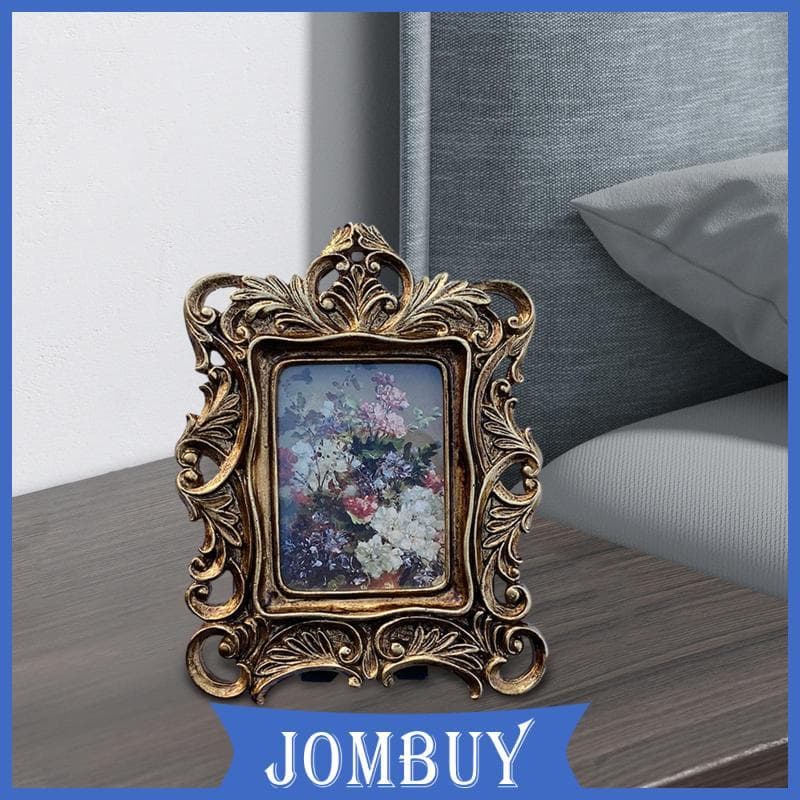 [Jombuy] Porta-Retratos De Resina Ornamentada Retângulo Estilo Vintage Fotos Para Mesa De Parede Galeria De Casa