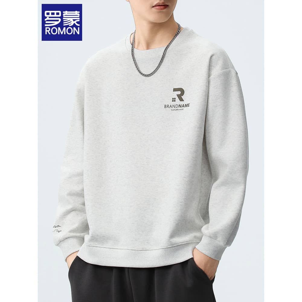Lomon moletom de cor sólida pulôver masculino de manga comprida camiseta primavera outono novo estilo solto na moda em t