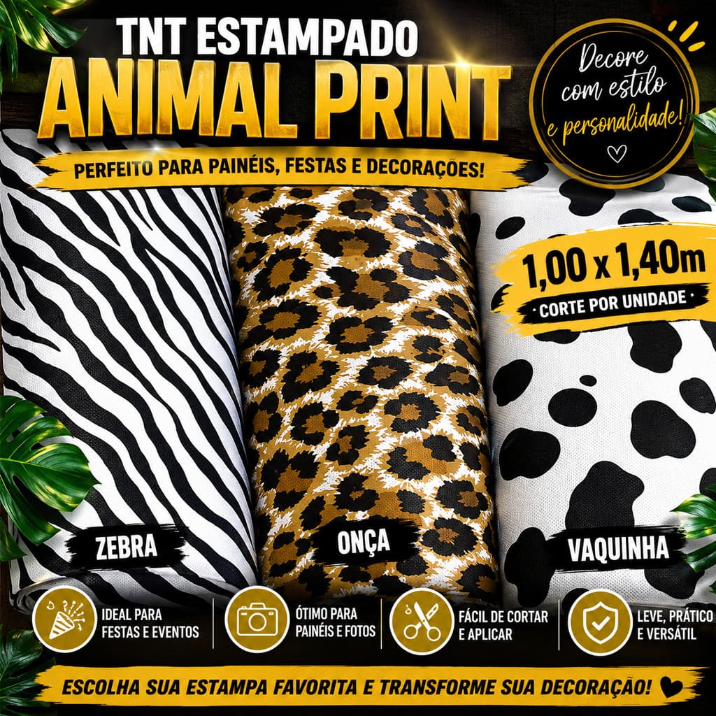 TNT Estampado Animal Print Modelos 1,00 x 1,40 m