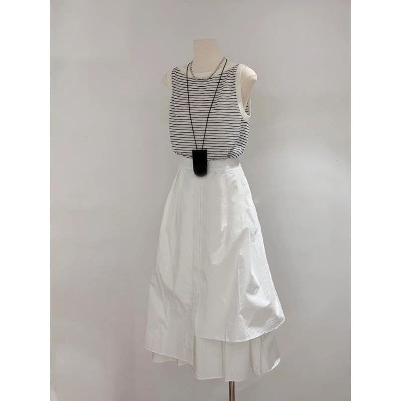 Estilo puro japonês bonito redução de idade usar um conjunto completo listrado colete flor Bud saia terno feminino 2026#