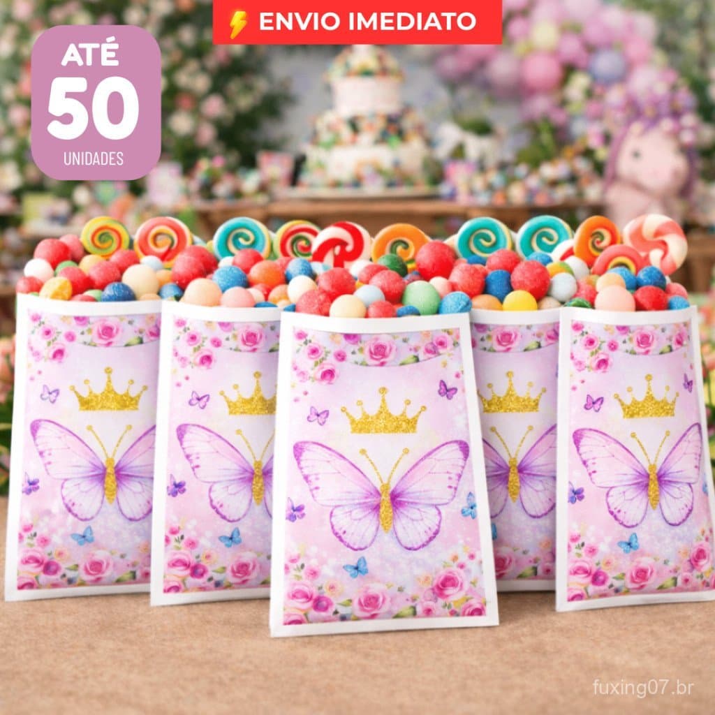 10/20/30/40/50 Sacola Surpresa Lembrancinha Festa Infantil Jardim Borboletas