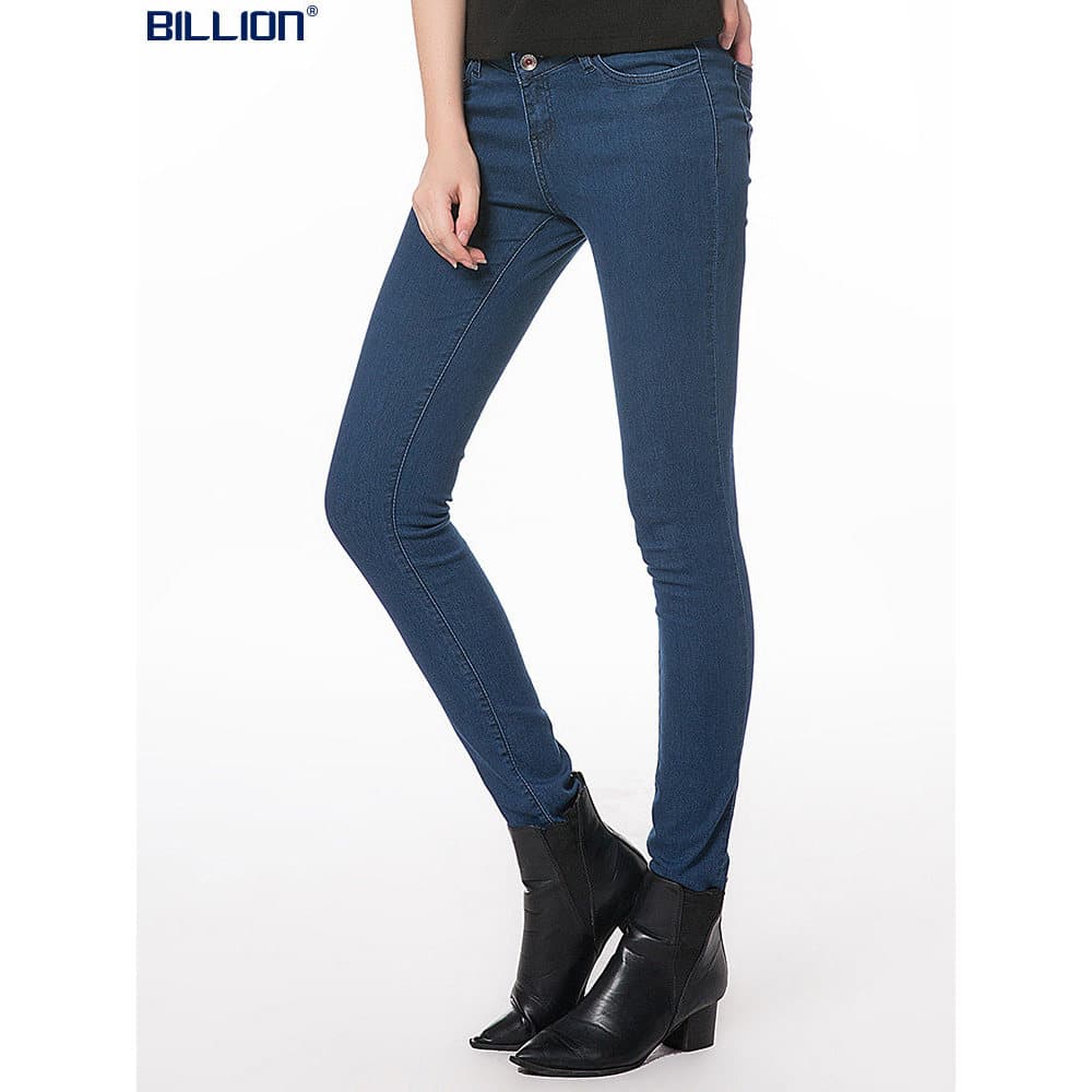 Bilhões de Jeans de cintura baixa feminino de alta elasticidade Slim fit Slim fit Look All-Match clássico
