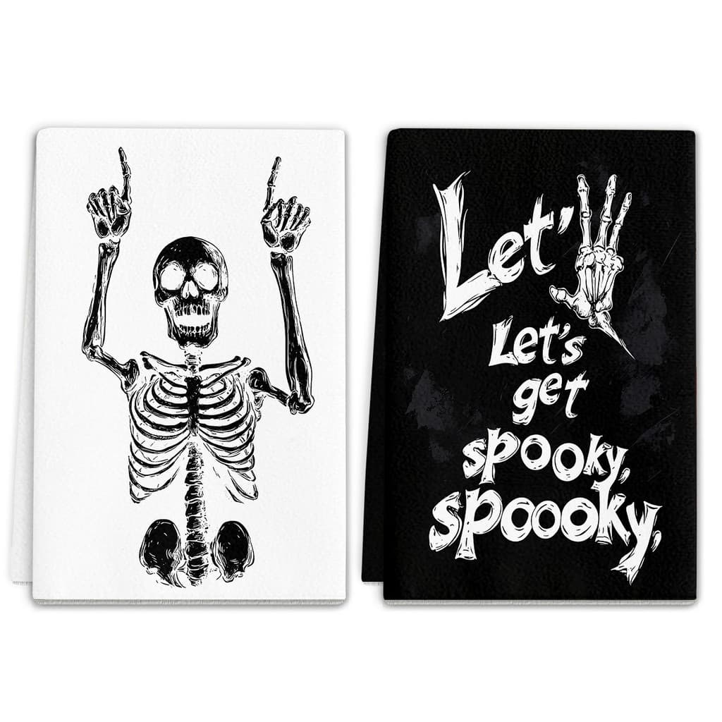 Toalha de cozinha de microfibra com caveira escura e engraçada, decoração de Halloween, pano de limpeza, toalha de prato
