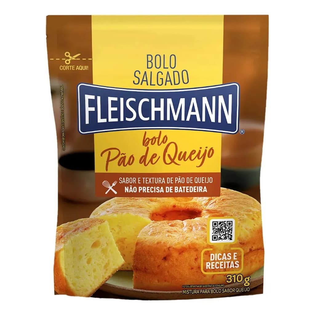 Fleischmann Bolo Cremoso Pão de Queijo 310g Mistura em Sachê para Lanche, Café da Manhã e Sobremesa