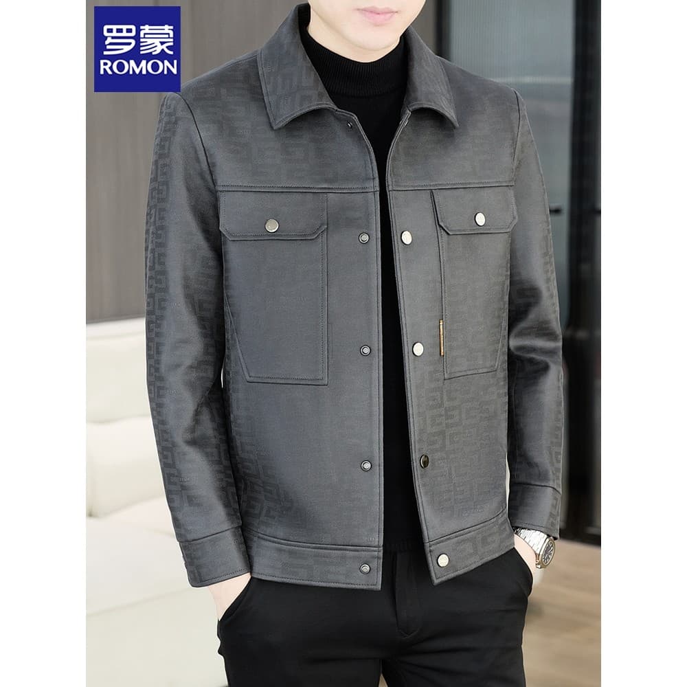 Lomon jaqueta masculina de camurça lapela 2025 novo estilo primavera outono na moda Casual High-End roupas superiores