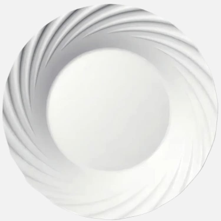 Prato Fundo Jasmim Nadir 23,5 cm em Vidro Opaline Branco - Kit com 6 Unidades