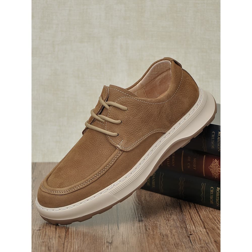 Primavera novo estilo leve de sola grossa respirável sapatos de couro Casual masculino couro genuíno estilo britânico Re