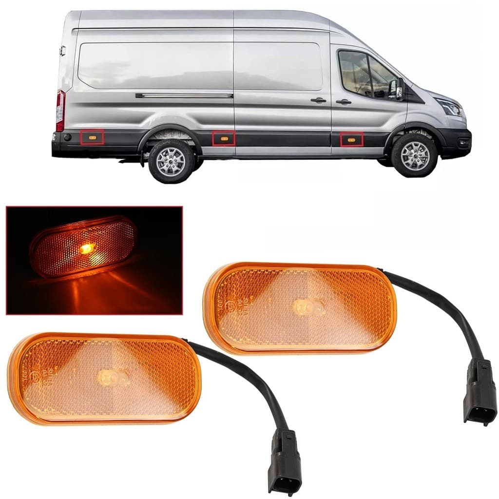 2 Peças Para FORD TRANSIT MK8 2014-2020 Luzes Marcadoras Laterais Substituição Da Lente Lâmpada BK31-15442-CB