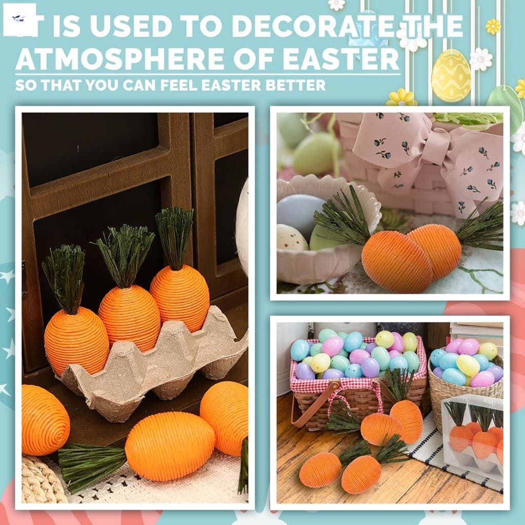 6 Peças Mini Decorações De Vegetais De Cenoura Falsa Acessórios De Páscoa De Plástico Com Conjunto De Exibição De Caixa