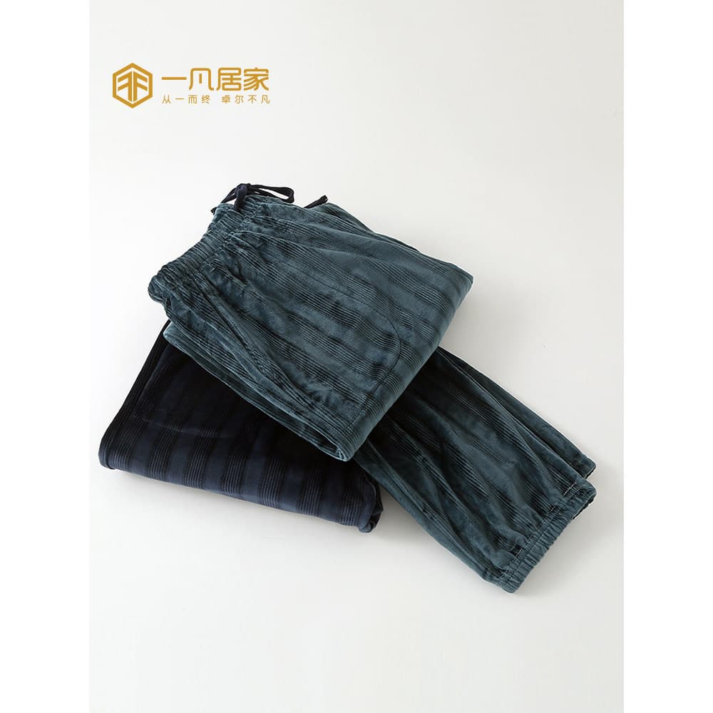 Calças de pijama masculinas de lã ilha, calças para casa, outono inverno, flanela, lã fina, quente, lã Coral, pés de fec