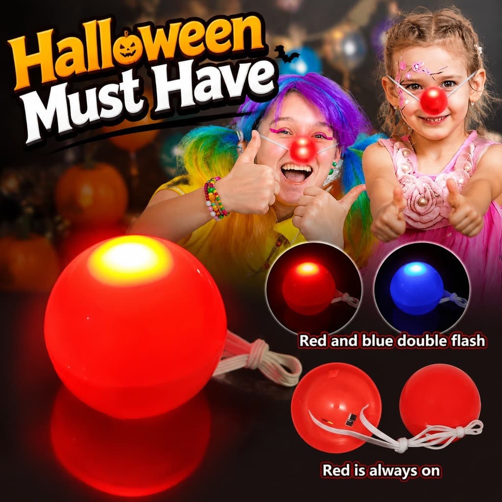 2/4 Pcs Halloween Ilumina Nariz Vermelho Para Aparência De Festa De Cosplay