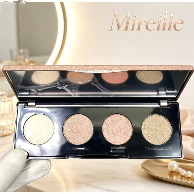 Paleta de sombras com glitter perolado de quatro cores 4g tecido menina paleta de prata paleta de glitter de gelo versão