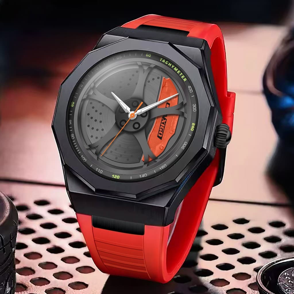 Novo tridimensional oco esportes roda de carro rotativo relógio de quartzo Cross-Border à prova dwaterproof água luminos