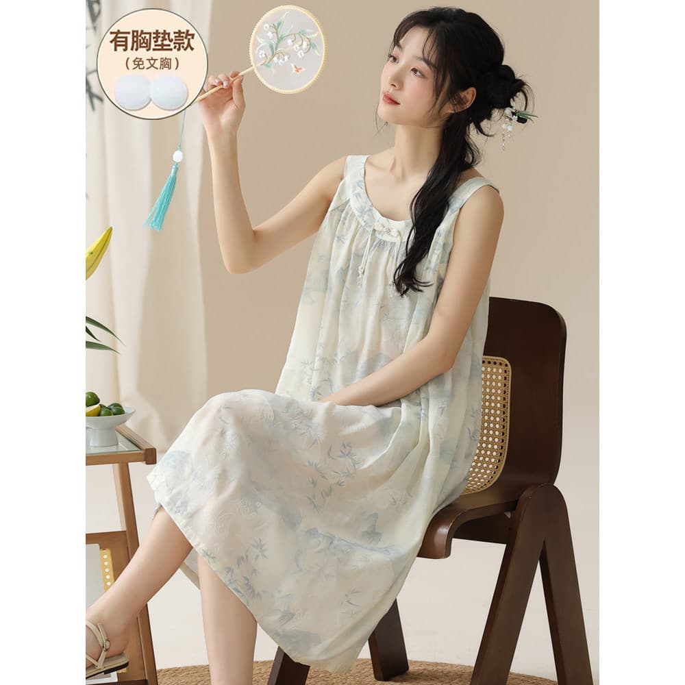 Novo estilo chinês estilo nacional camisola verão estilo feminino 2024 novo estilo com almofada no peito estilingue pode