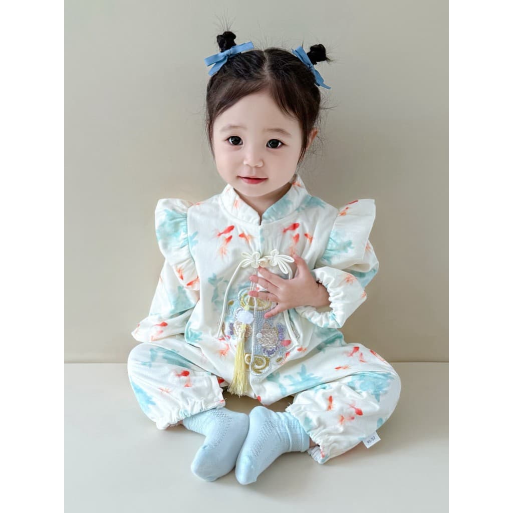 Cem dias roupas de bebê menina primavera outono novo estilo chinês estilo chinês macacão bebê mês cheio aniversário vest