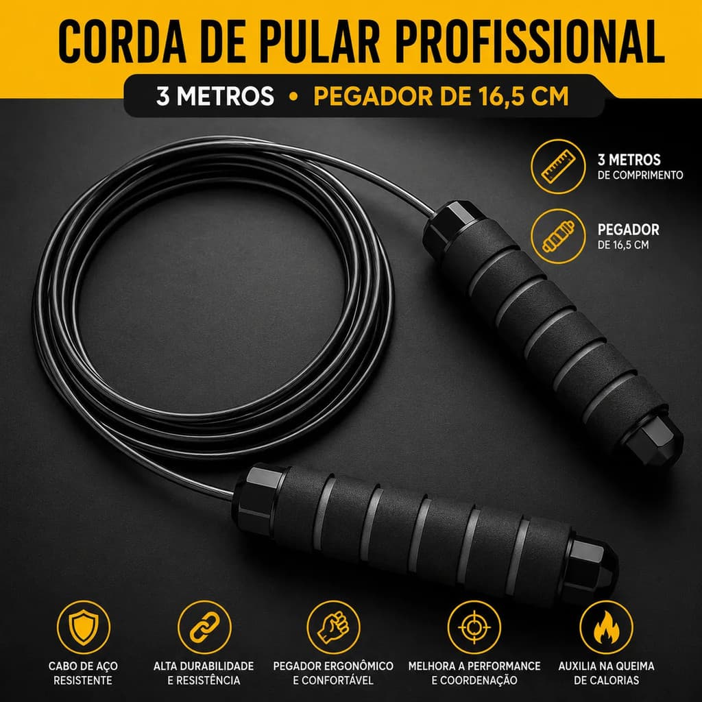 Corda de Pular Crossfit Profissional 3M aço