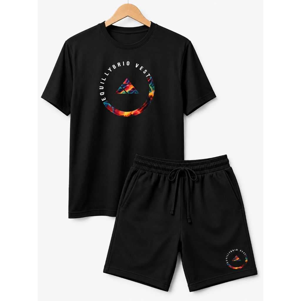 Conjunto Camiseta e Bermuda Equillybrio Circulo Algodão Short Masculino Casual