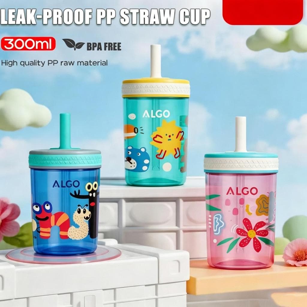 Garrafa De Água Infantil , Capacidade De 300ml , Material PP De Alta Qualidade , Sem BPA , Padrões Fofos Disponíveis Em